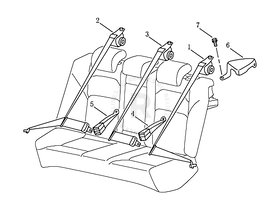 Ремни и замки безопасности задних сидений (FE-4) Geely Emgrand 7 — схема