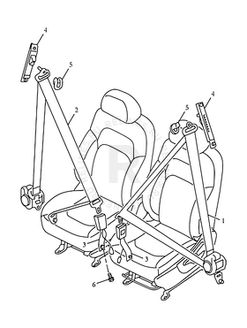 Ремни безопасности и их крепежи для передних сидений Geely Emgrand 7 — схема