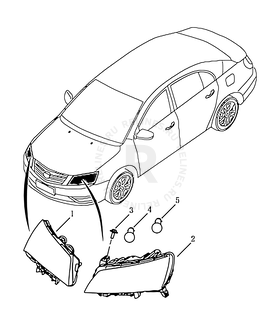 Запчасти Geely Emgrand 7 Поколение II (2014)  — Фары передние — схема