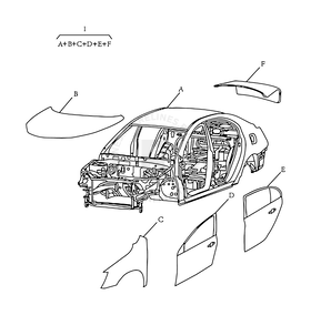Запчасти Geely Emgrand 7 Поколение II (2014)  — Кузов (W/O SUNROOF, FE-3) — схема