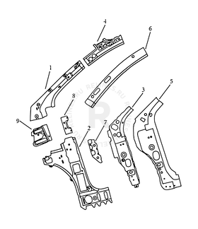 Запчасти Geely Emgrand 7 Поколение II (2014)  — Передняя стойка кузова — схема