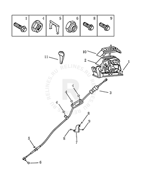 Запчасти Geely Emgrand 7 Поколение II (2014)  — Система переключения передач — схема