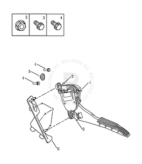 Запчасти Geely Emgrand 7 Поколение II (2014)  — Педаль и трос газа (1.5L/1.8L) — схема