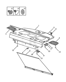 Запчасти Geely Emgrand 7 Поколение II (2014)  — Полка багажного отделения (FE-3) — схема