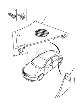 Панели и накладки задних стоек кузова (FE-4) Geely Emgrand 7 — схема