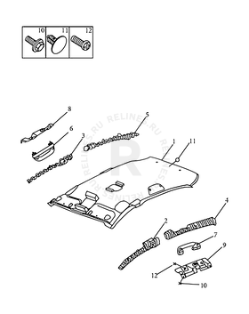 Запчасти Geely Emgrand 7 Поколение II (2014)  — Обшивка потолка, потолочные ручки (FE-4) (1) — схема