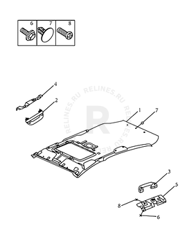 Запчасти Geely Emgrand 7 Поколение II (2014)  — Обшивка потолка, потолочные ручки (FE-4) (2) — схема