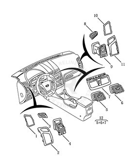 Запчасти Geely Emgrand 7 Поколение II (2014)  — Решетка воздуховода передней панели (дефлектор) — схема