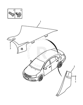 Запчасти Geely Emgrand 7 Поколение II (2014)  — Панели и накладки задних стоек кузова (FE-3) — схема