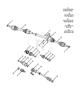 Приводной вал (привод колеса) (4G24) — схема