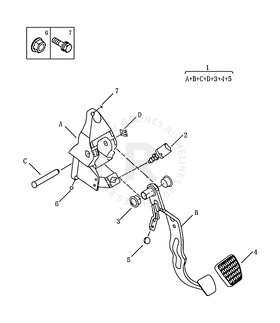Педаль тормоза (MT) Geely Emgrand X7 — схема
