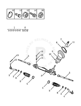 Рулевая рейка Geely Emgrand X7 — схема