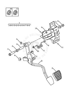 Запчасти Geely Emgrand X7 Поколение I — рестайлинг (2016)  — Педаль сцепления — схема
