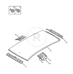 Крыша (W/0 SUNROOF) Geely Emgrand X7 — схема